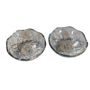 Set of 2 Vintage Clear Glass Cut Glass Dessert Bowls 4"